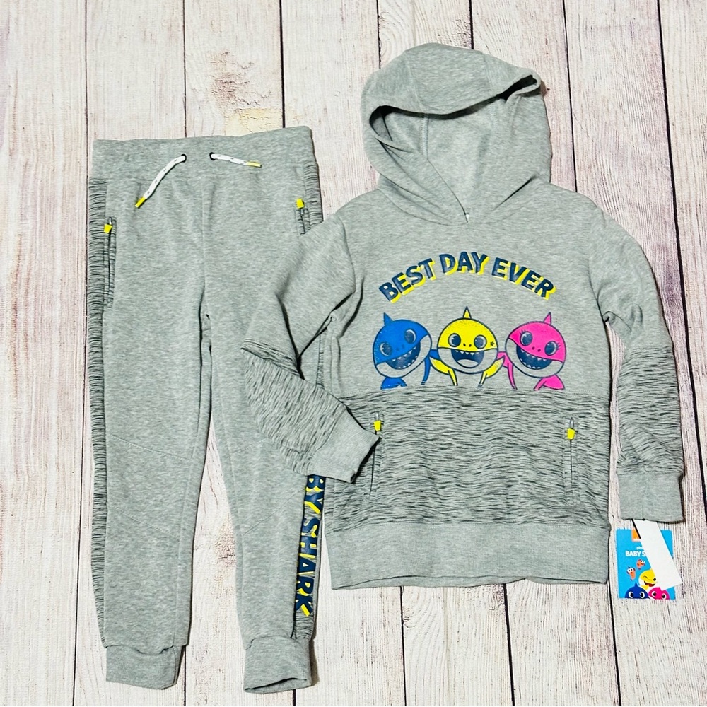 Baby Shark Toddler Boy Fleece Hoodie Outfit Set, Size 5T NEW